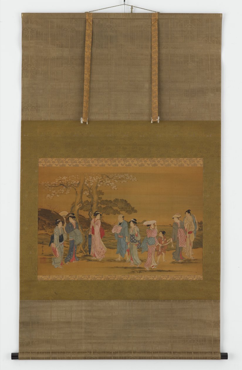चेरी ब्लॉसम देखने के लिए नौ लोग निकले, ईदो काल, 1615-1868। द्वारा अज्ञात