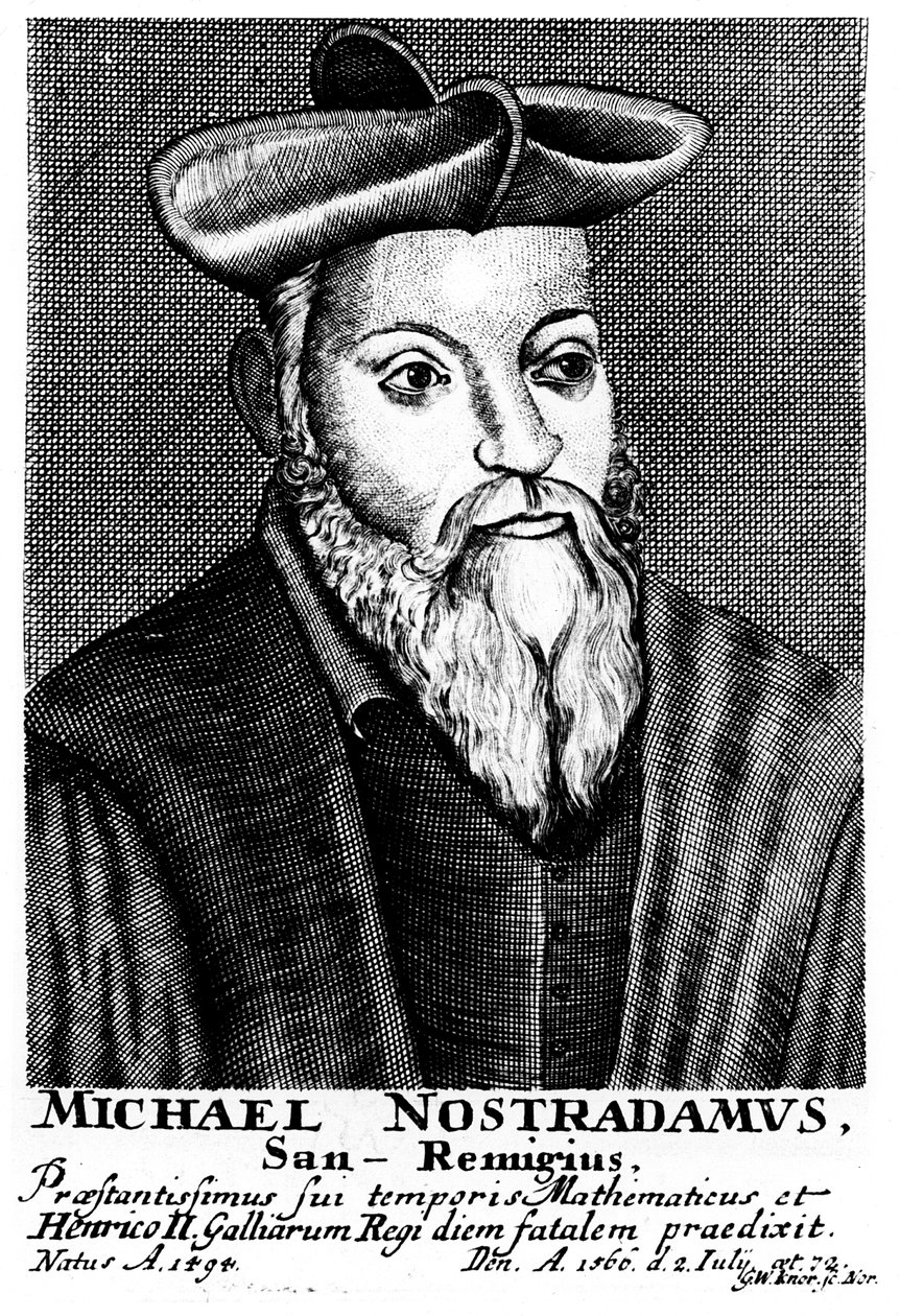 नास्त्रेदमस, 16 वीं सदी के फ्रांसीसी चिकित्सक और ज्योतिषी, 1725 द्वारा अज्ञात