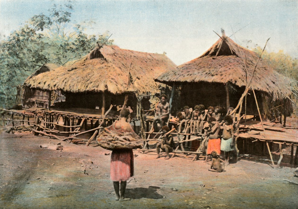 न्यू गिनी। Karapuna। स्वदेशी ग्राम, पापुआ न्यू गिनी। Karapuna। नेटिव विलेज, 1900। द्वारा अज्ञात