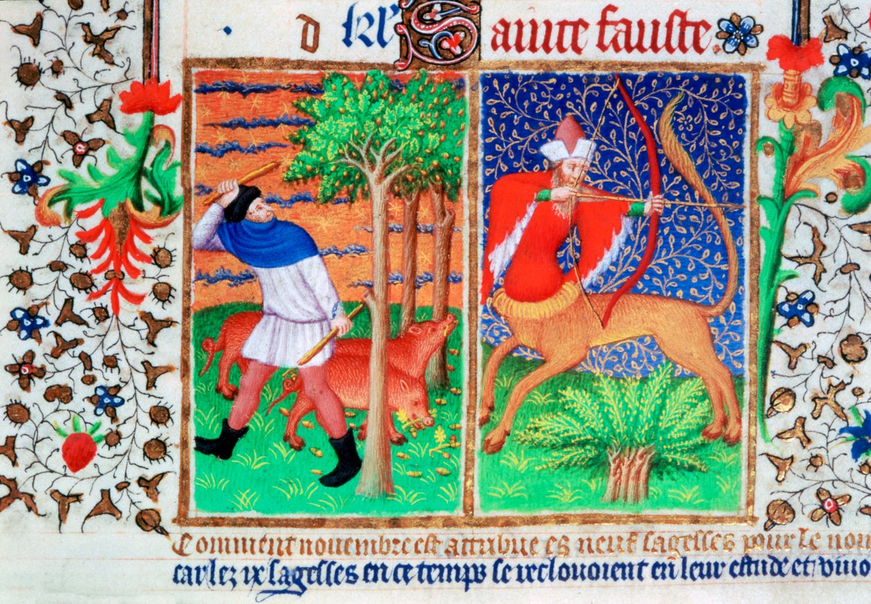 नवंबर: सूअर, और धनु, c1423 खिला द्वारा अज्ञात