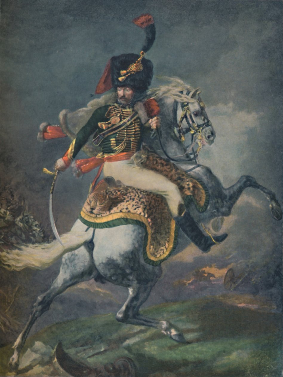 माउंटेड चेसर्स चार्जिंग का अधिकारी। इम्पीरियल गार्ड, सी 1812, 1896। द्वारा अज्ञात