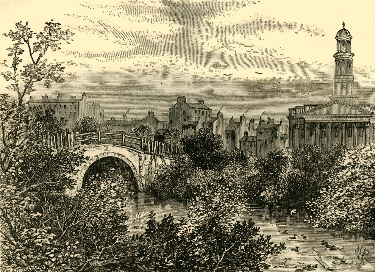 1847 में पुराने ब्रिज ओवर द लेक, रीजेंट्स पार्क, c1876। द्वारा अज्ञात