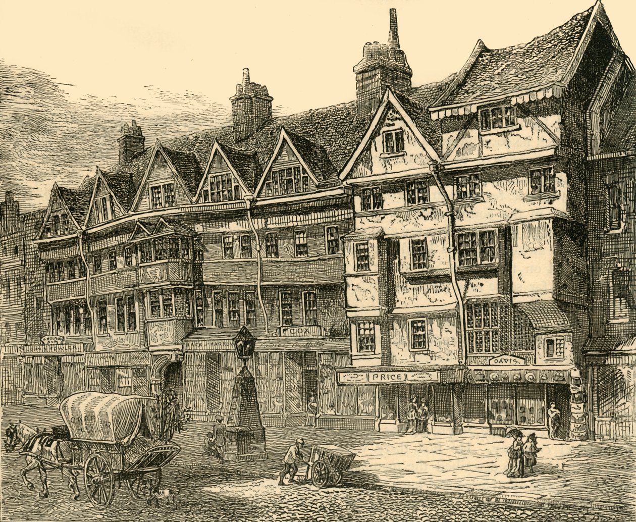 मिडल रो के पास होबोर्न में पुराने मकान, c1872। द्वारा अज्ञात
