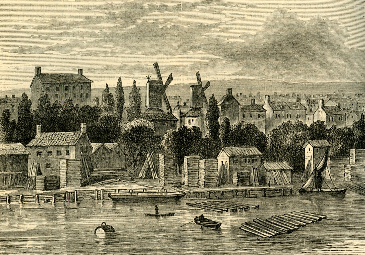 लेम्बेथ में पुरानी विंडमिल्स, लगभग 1750, c1878। द्वारा अज्ञात