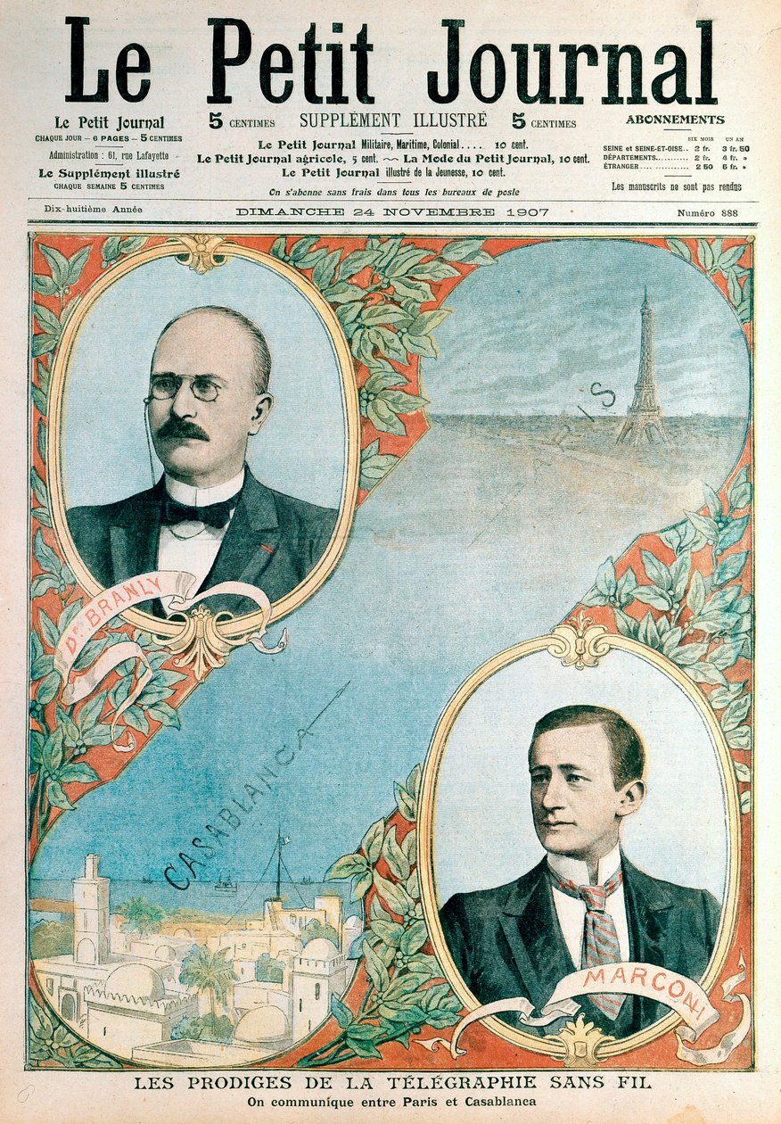 पेरिस और कैसाब्लांका के बीच वायरलेस टेलीग्राफ लिंक का उद्घाटन, 1907 द्वारा अज्ञात