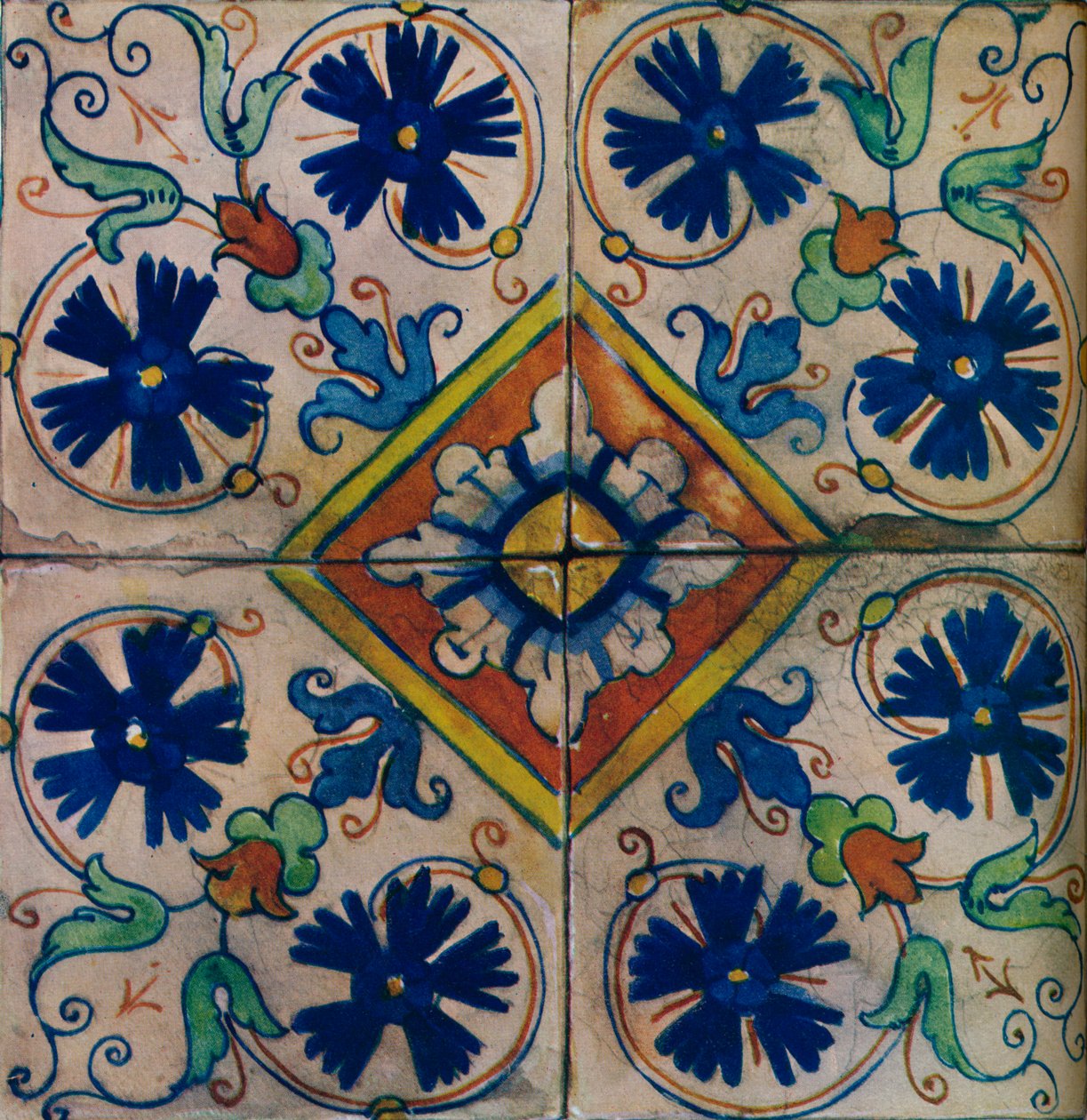 सजावटी डच टाइल, इतालवी प्रभाव, c1600 द्वारा अज्ञात