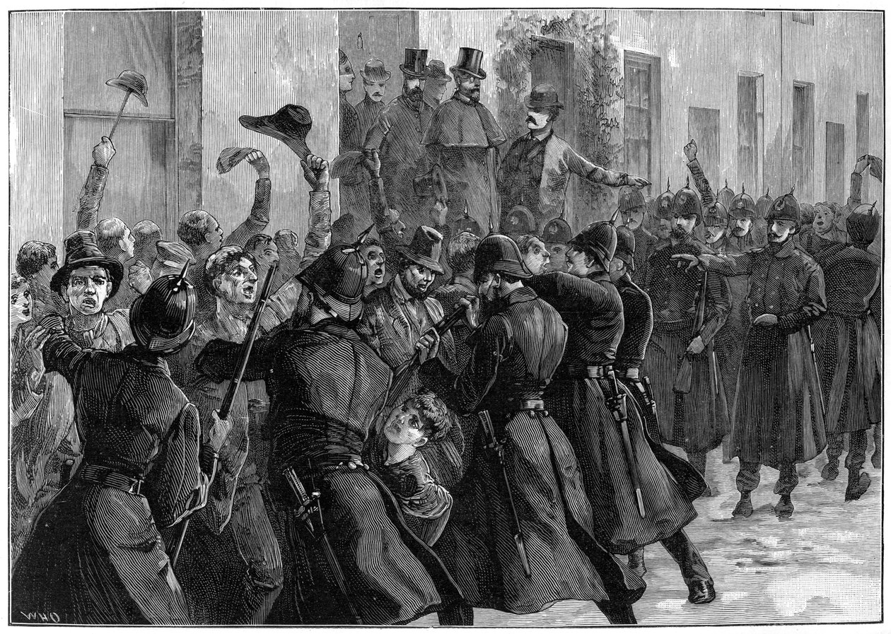ओब्रियन और डिलन, लौरिया, आयरलैंड, 1887 की गिरफ्तारी के बाद नेशनल रेंट ऑफिस के बाहर द्वारा अज्ञात