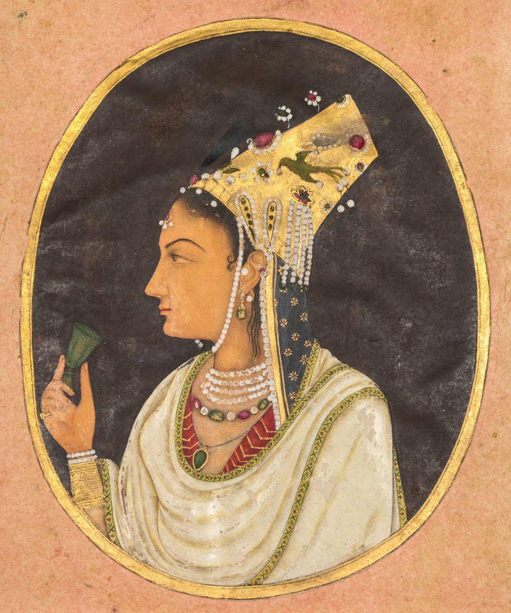 चगताई टोपी में एक महिला का ओवल चित्र, सी। 1740-1750। द्वारा अज्ञात