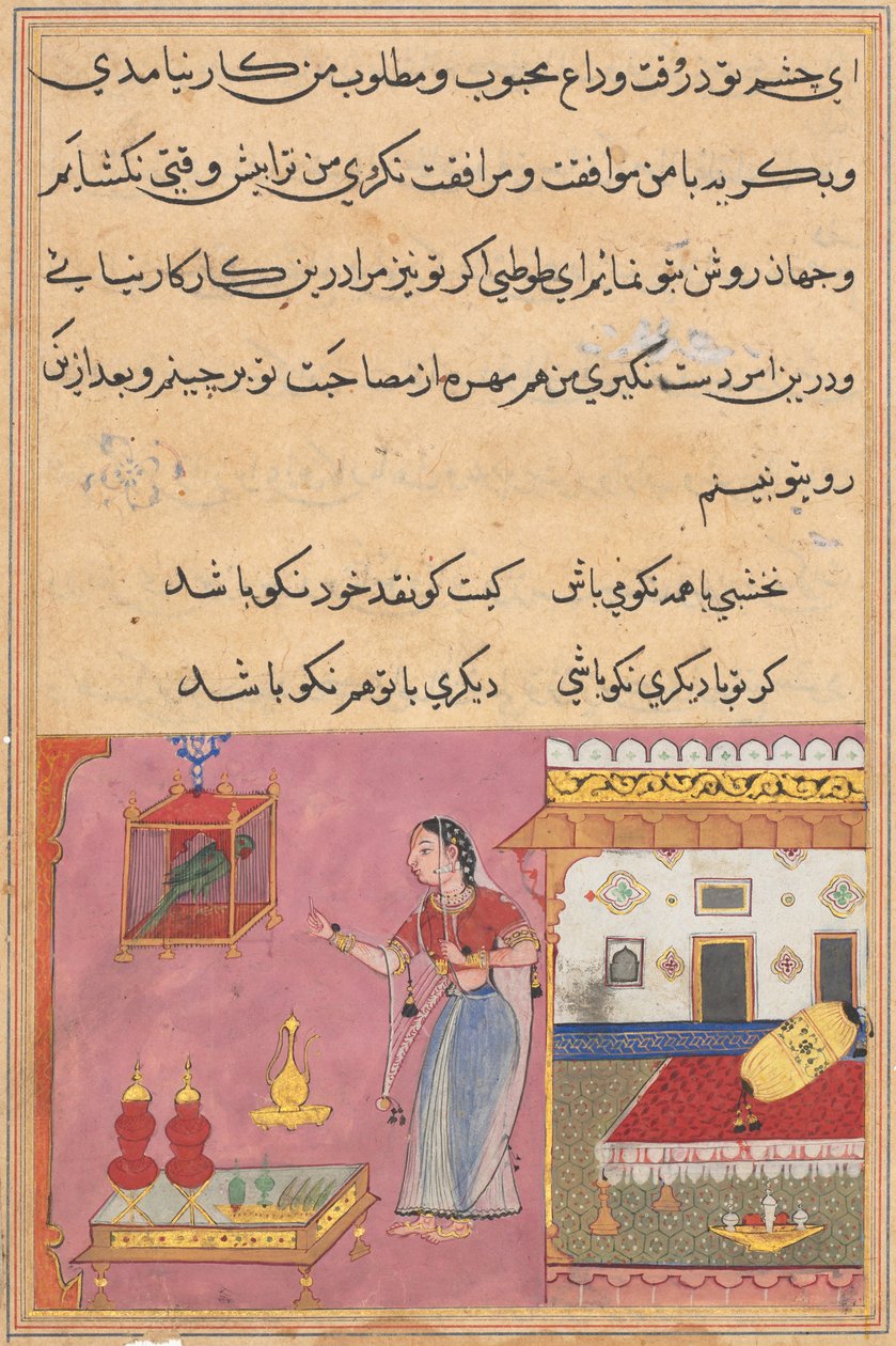 एक तोते की कहानियाँ टुटी-नाम से: बीसवीं रात: तोता पत्ता ..., सी। 1560। द्वारा अज्ञात