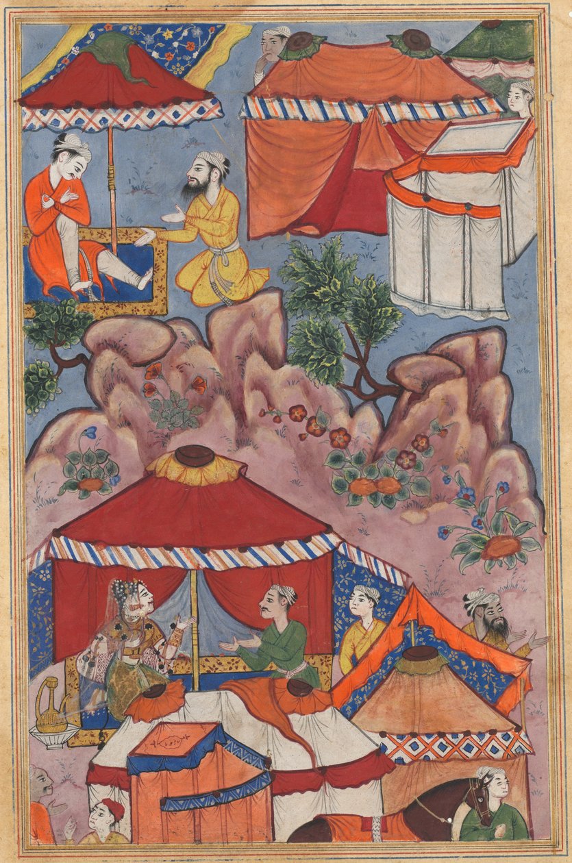 एक तोते की कहानियाँ टुटी-नाम से: चौबीसवीं रात: बशीर ने अपने प्यार का इजहार किया, सी। 1560। द्वारा अज्ञात