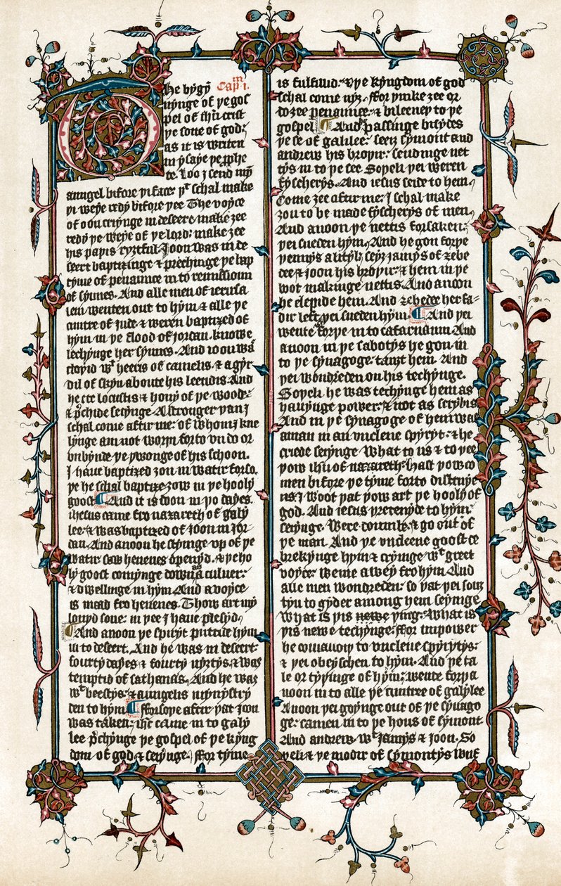 अंग्रेजी के बाइबिल का Wycliffes अनुवाद से पृष्ठ, c1400 द्वारा अज्ञात