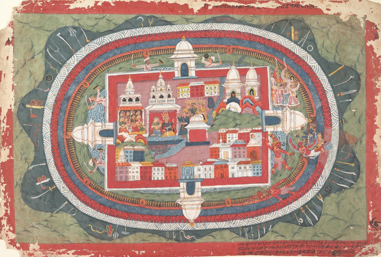 पृष्ठ भागवत भागवत पुराण पांडुलिपि कृष्णा का जीवन, ca. 1775। द्वारा अज्ञात