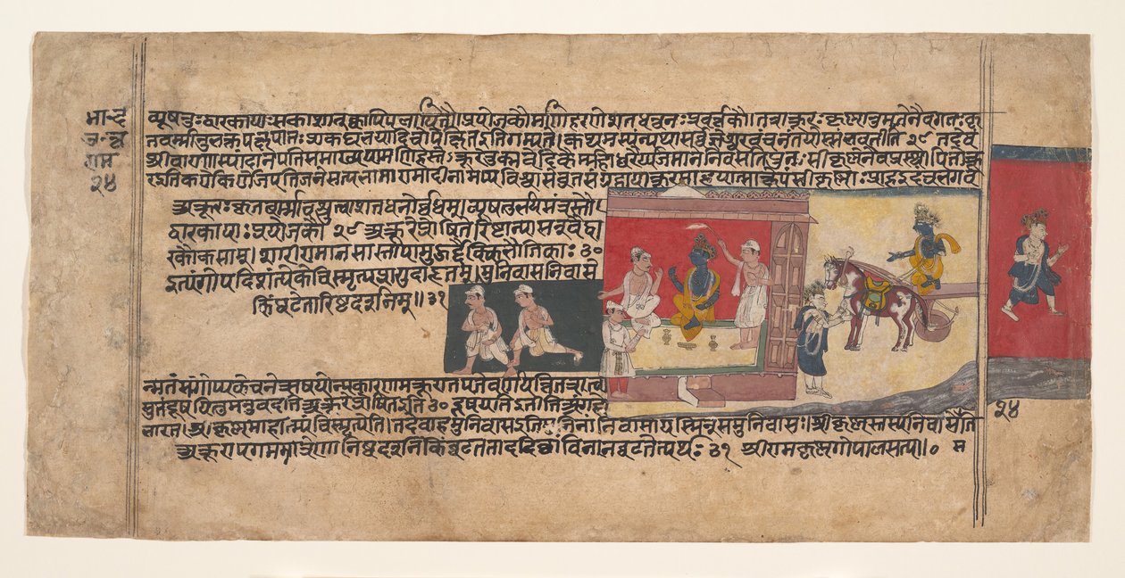 एक बिखरे हुए भागवत पुराण पांडुलिपि से पृष्ठ, सीए। 1620-30. द्वारा अज्ञात