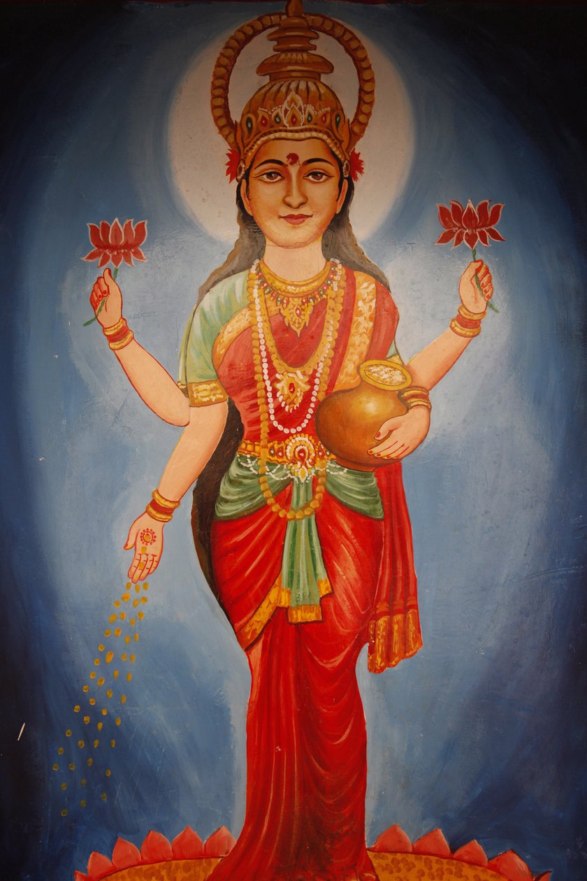 देवी लक्ष्मी को दर्शाती पेंटिंग, हरिद्वार, भारत द्वारा अज्ञात
