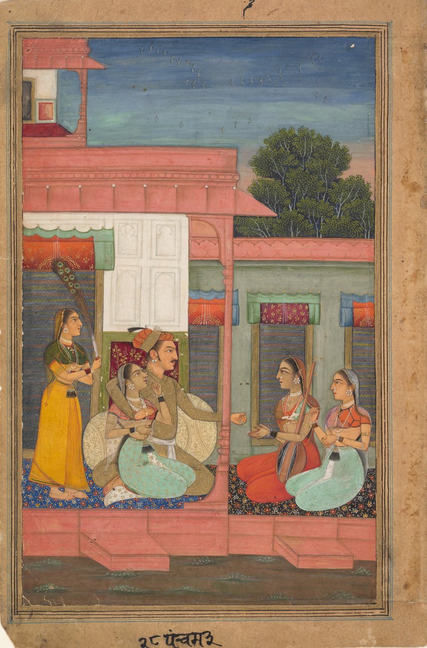 पंचम रागिनी: पेज ऑफ़ ए रागमाला सीरीज़ गारलैंड ऑफ़ म्यूज़िकल मोड्स, ca. 1640। द्वारा अज्ञात