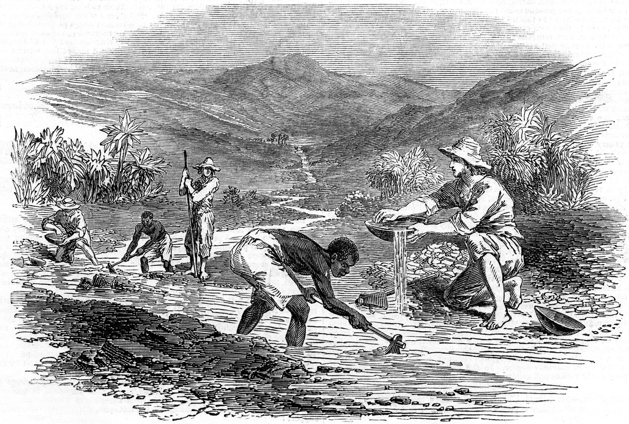 1849 के कैलिफ़ोर्निया गोल्ड रश के दौरान सोने के लिए पैनिंग द्वारा अज्ञात