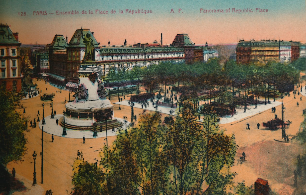 प्लेस डे ला रिपब्लिक का पैनोरमा, पेरिस, c1920 द्वारा अज्ञात