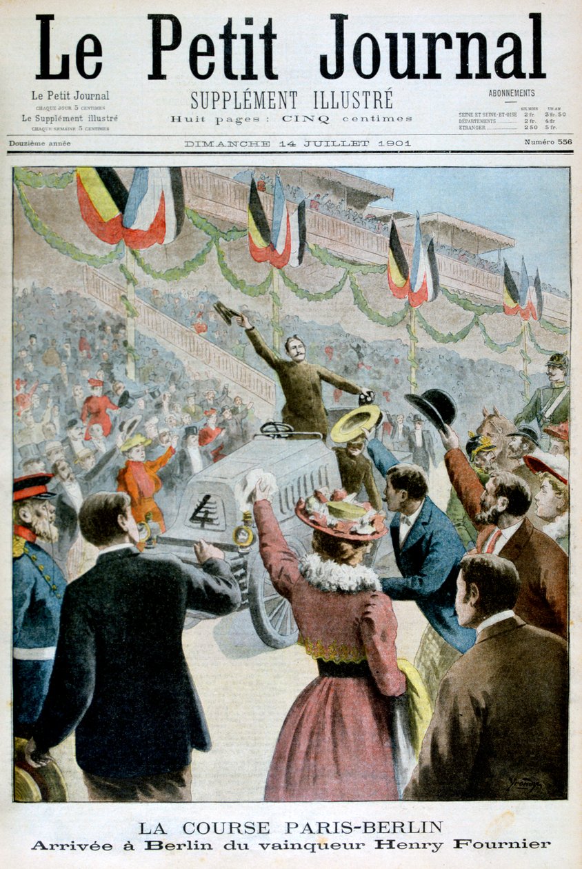 पेरिस बर्लिन रेस, विजेता हेनरी फोरनियर का आगमन, 1901 द्वारा अज्ञात