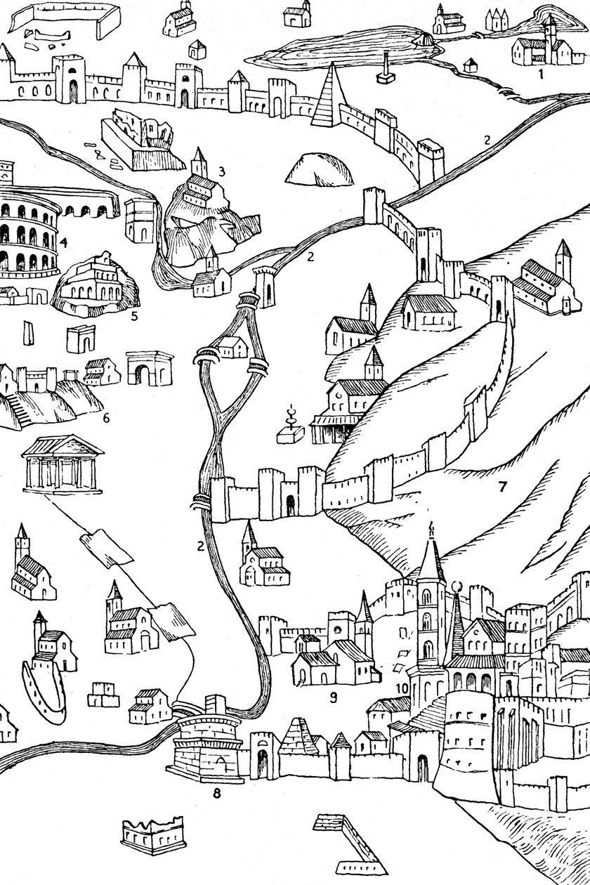 रोम का हिस्सा। योजना से तैयार की गई c.1475, 1935 द्वारा अज्ञात