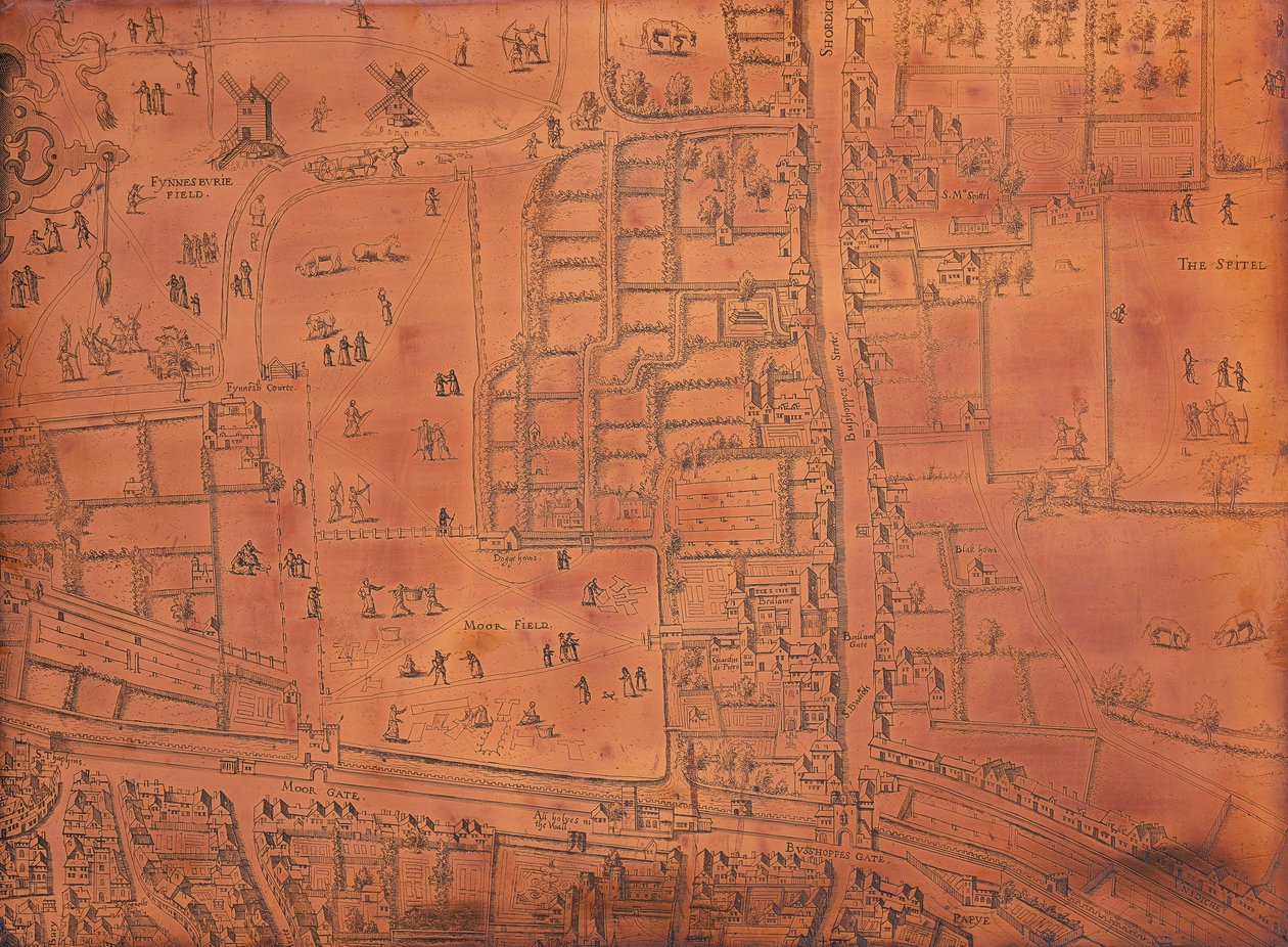 लंदन के मानचित्र का भाग, c1553-c1559 द्वारा अज्ञात