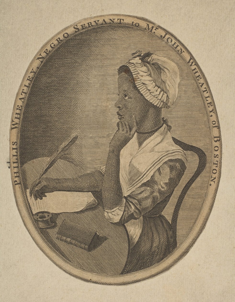 फ़िलिस व्हीटली, बोस्टन के श्री जॉन व्हीटली के काले नौकर, सीए। 1773. द्वारा अज्ञात