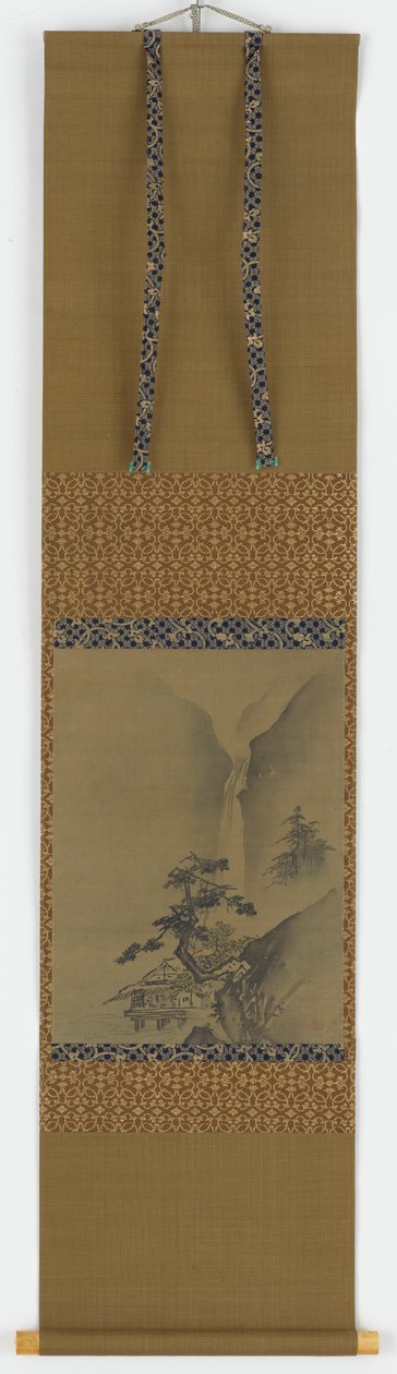 देवदार के पेड़ और झरना, ईदो काल, 1615-1868। द्वारा अज्ञात