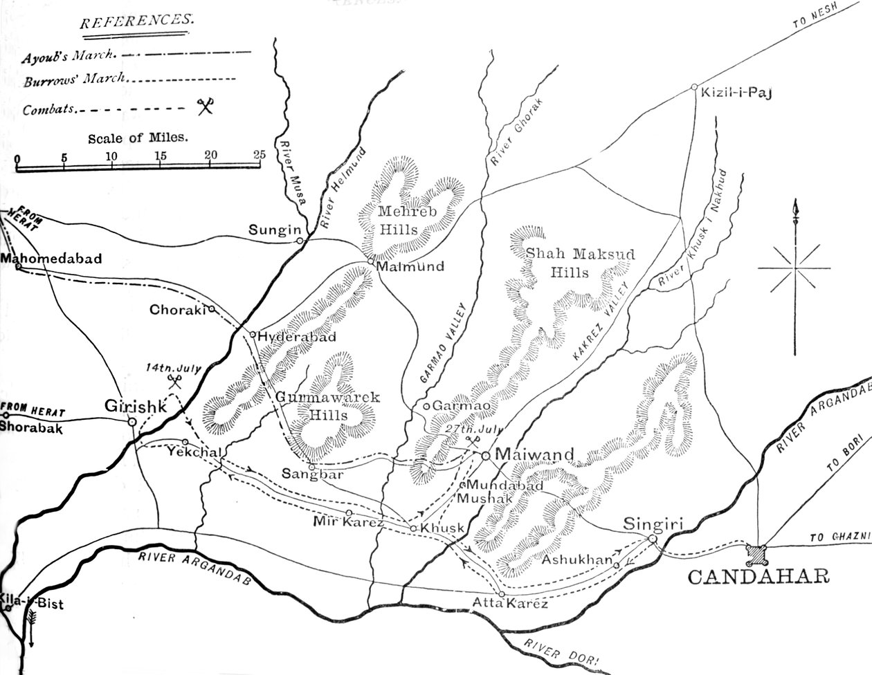 हेल्मंड जुलाई 4-29, 1880, c1880 के लिए सामान्य बरो मार्च की योजना द्वारा अज्ञात