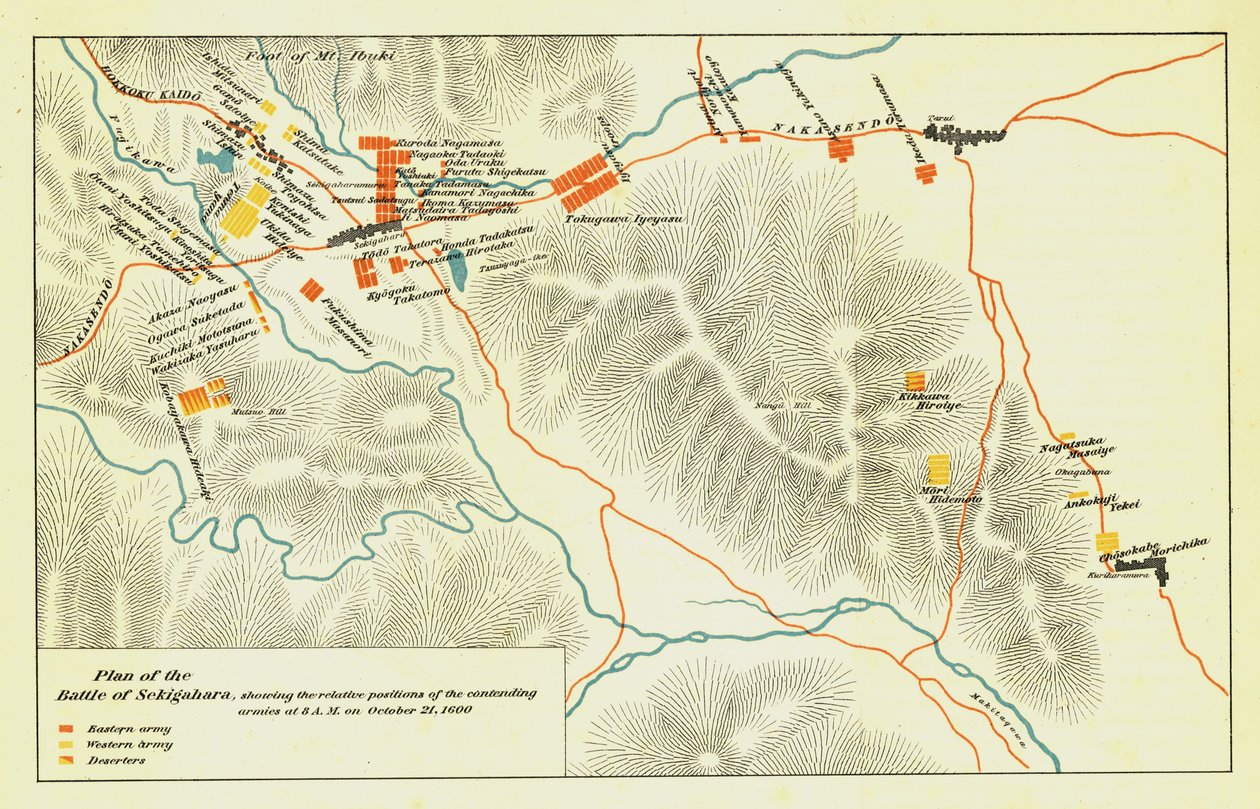 सेकीगहारा की लड़ाई की योजना, 21 अक्टूबर 1600, 1903। द्वारा अज्ञात