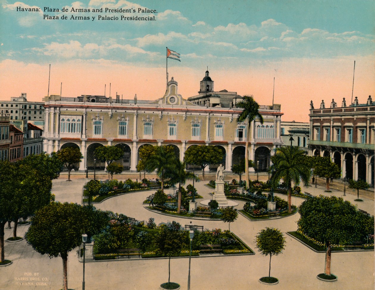 प्लाज़ा डे अरामास और राष्ट्रपति पैलेस, हवाना, क्यूबा, c1920। द्वारा अज्ञात