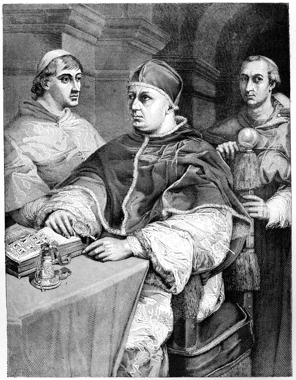 पोप लियो एक्स, Giulio de Medici भविष्य पोप क्लेमेंट VII और कार्डिनल डे रॉसी, 1882 द्वारा अज्ञात