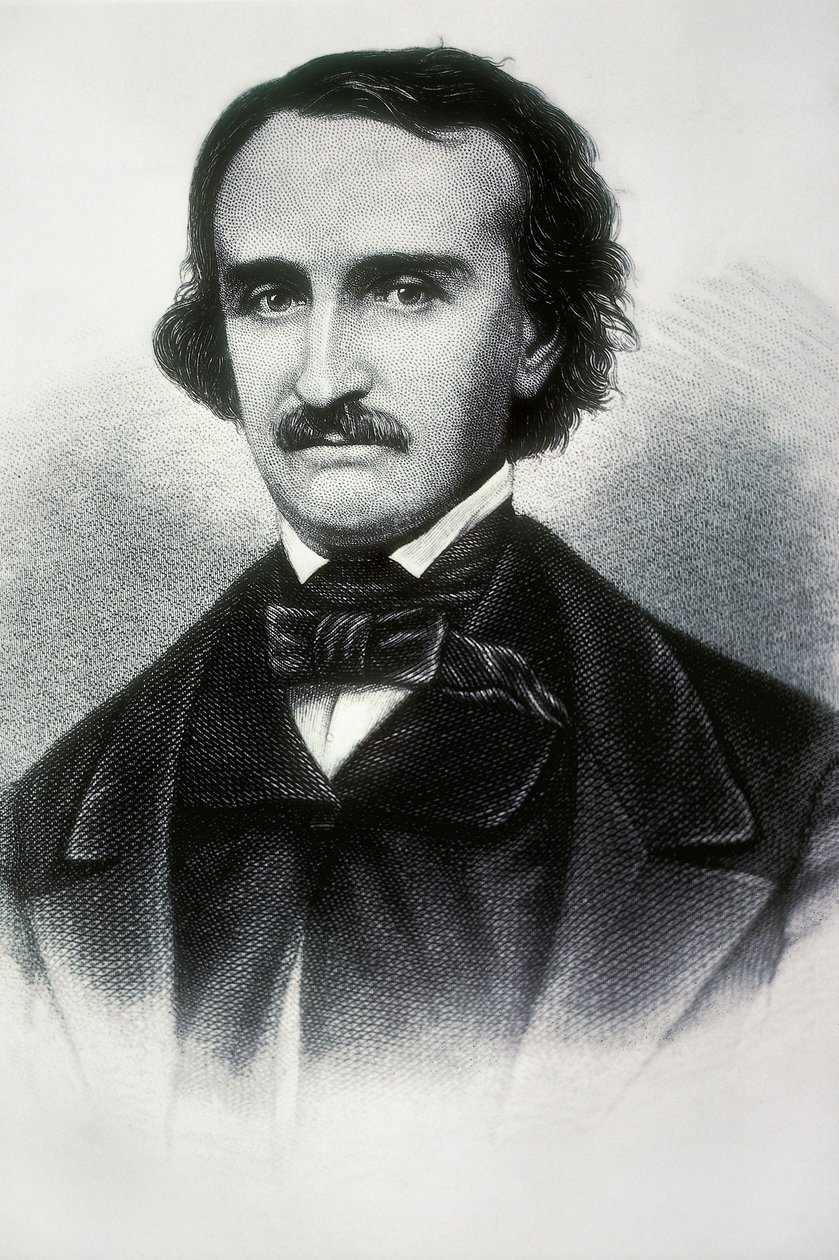 एडगर एलन पो का पोर्ट्रेट (1809-1849), अमेरिकी लेखक। 19वीं सदी की नक्काशी। द्वारा अज्ञात