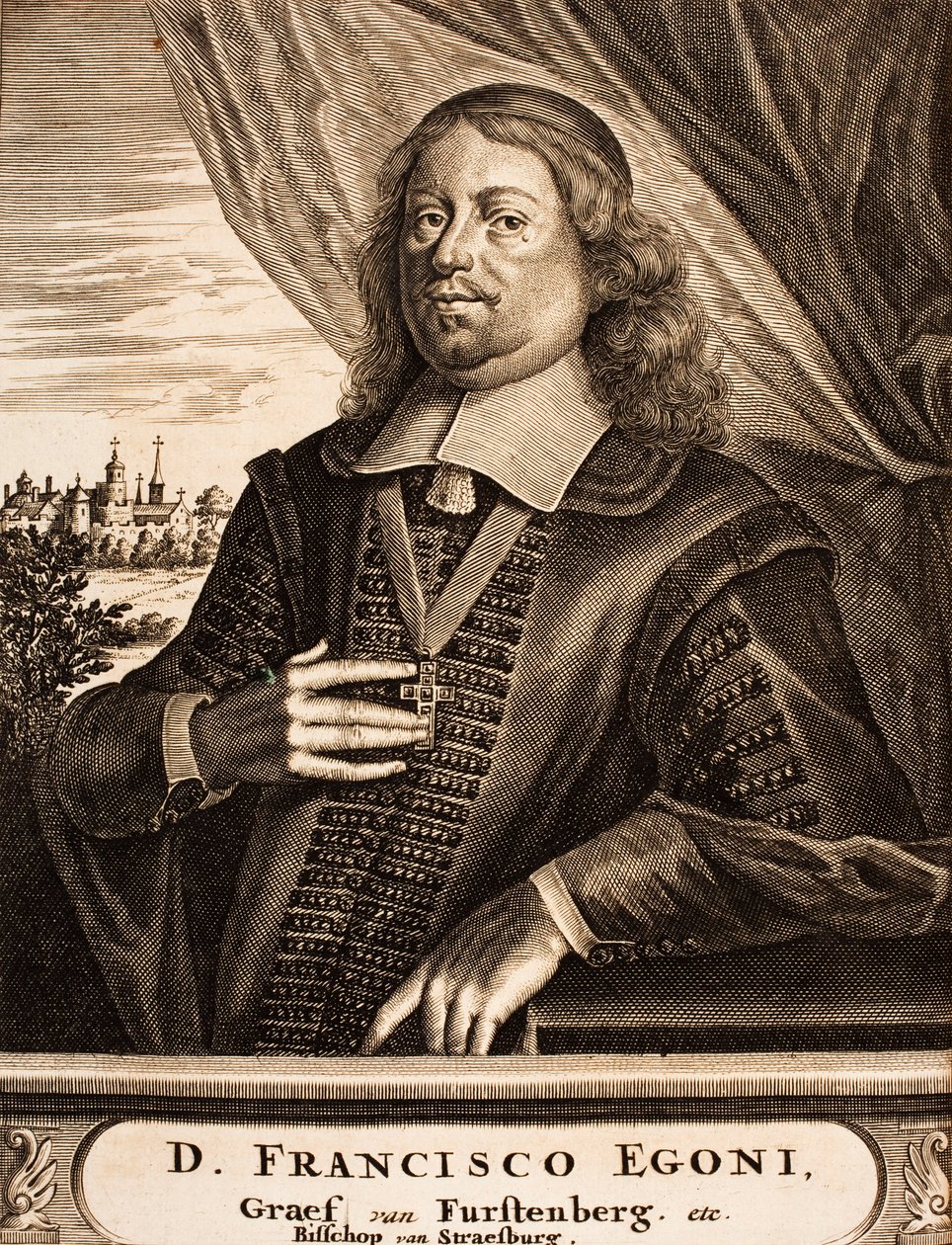 फ्रांज एगॉन वॉन फुरस्टनबर्ग-हीलजेनबर्ग 1626-1682 के पोर्ट्रेट, 1675 में स्ट्रासबर्ग के राजकुमार-बिशप। द्वारा अज्ञात
