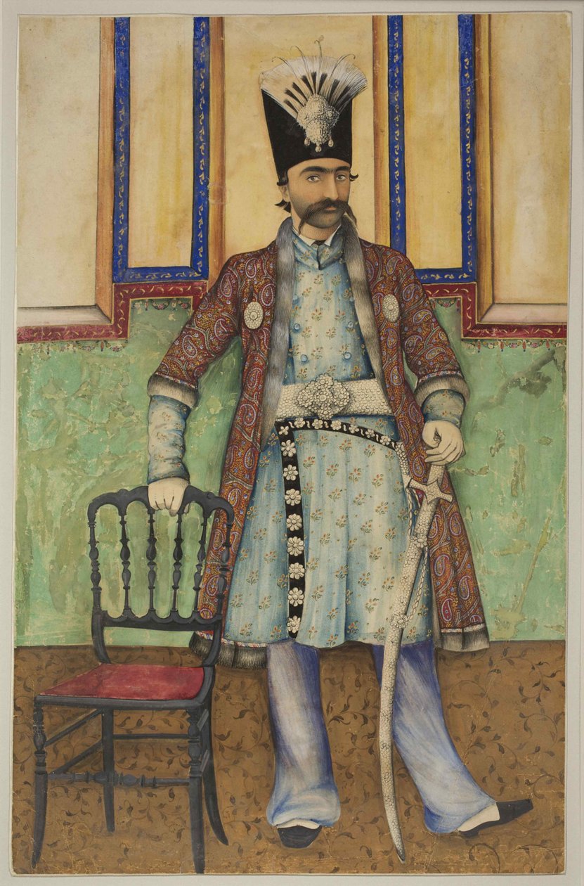 नासिर अल-दीन शाह काजर का चित्र 1831-1896, फारस का शहंशाह, सीए 1855। द्वारा अज्ञात