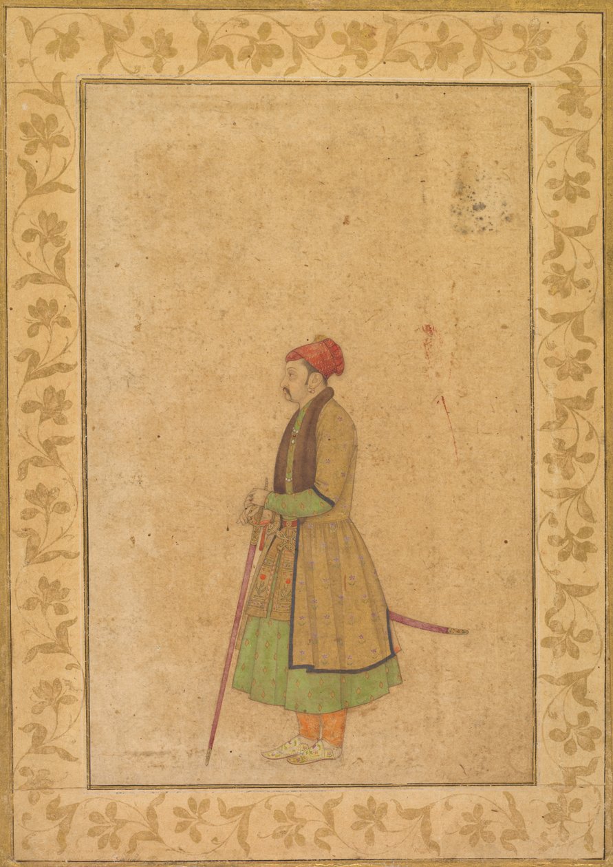 अंबर के राजा राम सिंह का चित्रण r। 1667-1688 एक डेक्कन तलवार के साथ, सी। 1680-1685। द्वारा अज्ञात
