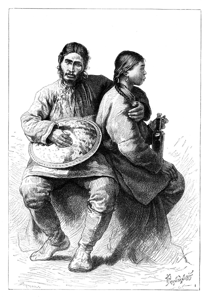 1895 में एक स्वर्ण नानाई दंपति का चित्रण द्वारा अज्ञात