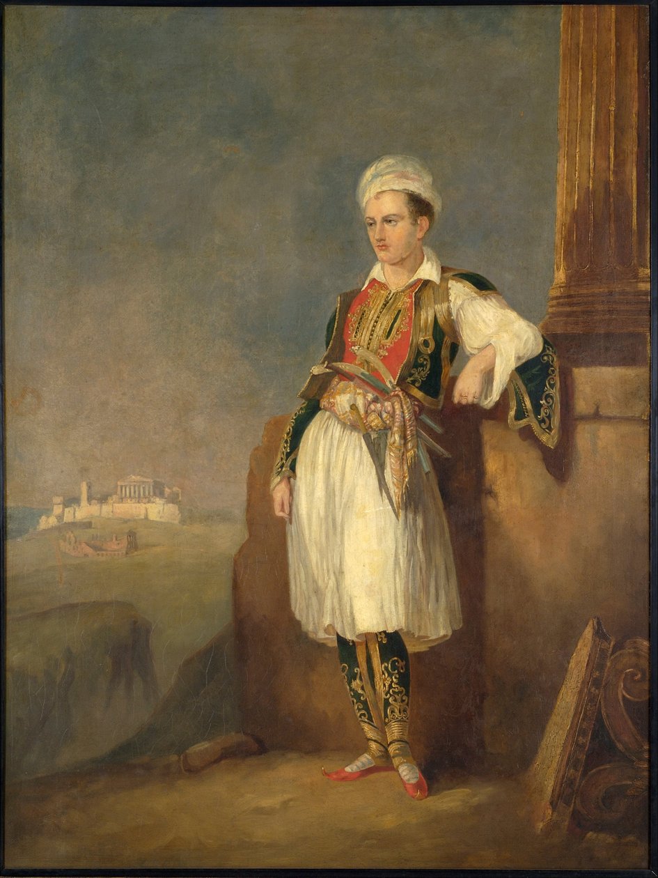 कवि लॉर्ड जॉर्ज नोएल बायरन का चित्रण 1788-1824, 1830 द्वारा अज्ञात