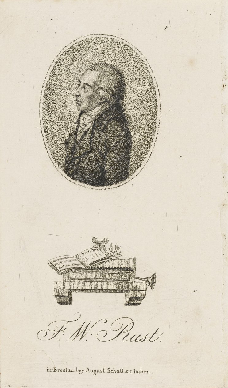 वायलिन वादक और संगीतकार फ्रेडरिक विल्हेम रस्ट का चित्रांकन 1739-1796, सी। 1800। द्वारा अज्ञात