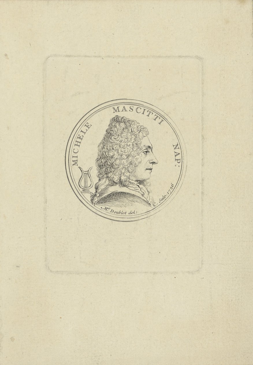 वायलिन वादक और संगीतकार मिशेल मैस्किट्टी का चित्रण 1663-1760, 1726। द्वारा अज्ञात