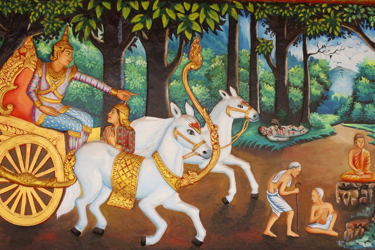 प्रीह प्रोम रथ मठ बुद्ध सिद्धार्थ गौतम का जीवन और वृद्धावस्था, बीमारी, मृत्यु और एक वैरागी के चार स्थान, सिएम रीप, कंबोडिया द्वारा अज्ञात