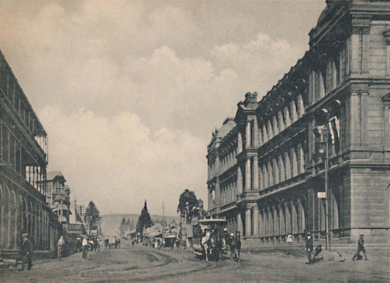 प्रिटोरिया - मार्केट स्ट्रीट दिखने में दक्षिण, c1912। द्वारा अज्ञात