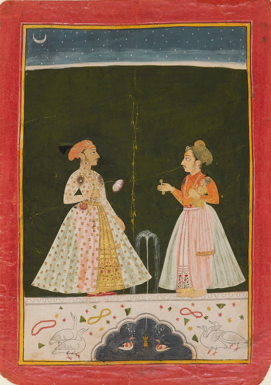 राजकुमार अमर सिंह अपने नवजात बेटे के साथ, 1690 के दशक की शुरुआत में द्वारा अज्ञात