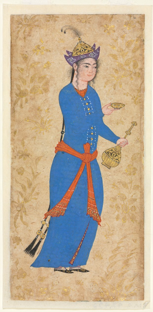 वाइन बोतल और कप रेक्टो के साथ राजकुमारी, सी। 1550-1600। द्वारा अज्ञात