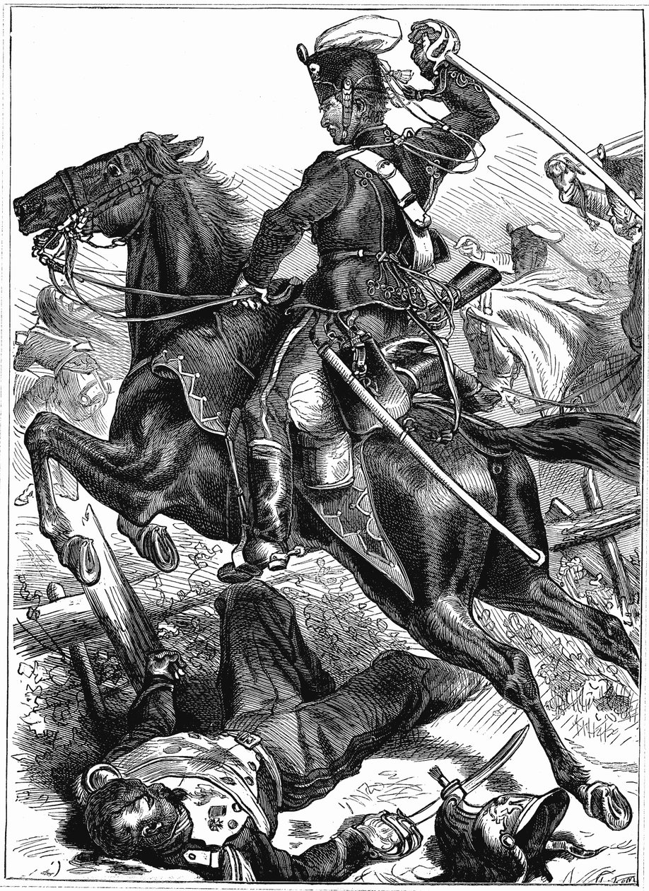 तलवार के साथ चार्ज किए गए प्रशियाई हुसार, फ्रेंको-प्रशिया युद्ध 1870-1871 द्वारा अज्ञात