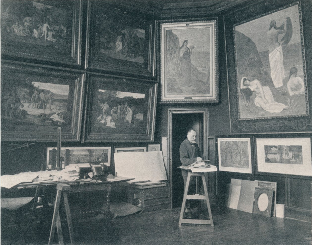पुविस डी चवनेस अपने स्टूडियो में, c1897 द्वारा अज्ञात