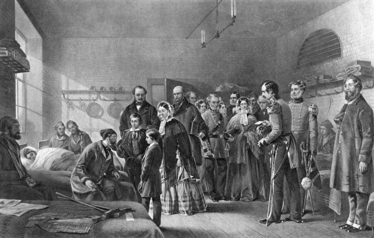 रानी विक्टोरिया 1819-1901 घायल सैनिकों का दौरा, 19 वीं सदी द्वारा अज्ञात
