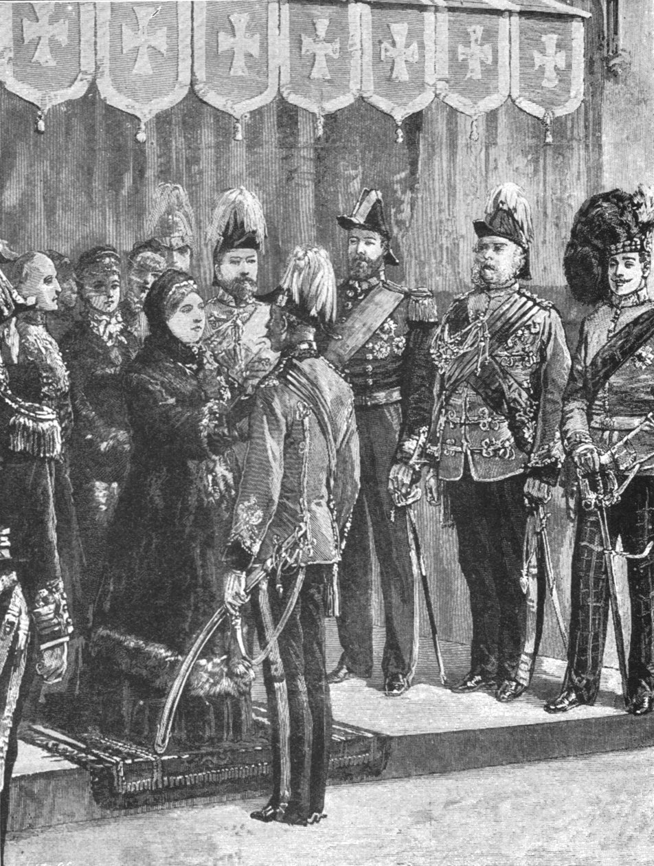 क्वीन विक्टोरिया सजाते अधिकारी ... विंडसर में, 8 दिसंबर, 1879, 1901। द्वारा अज्ञात