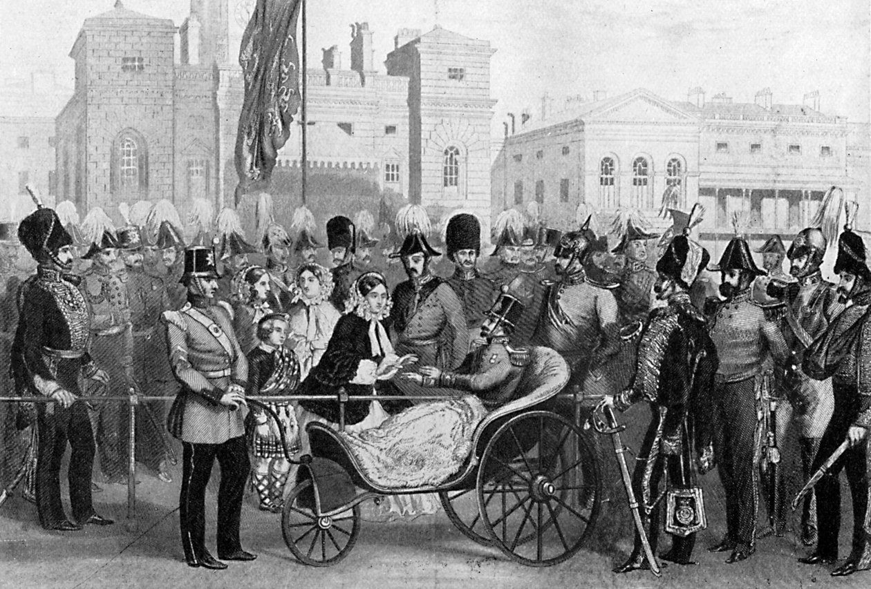 महारानी विक्टोरिया ने पदक बांटे, 18 मई 1855, c1920 द्वारा अज्ञात