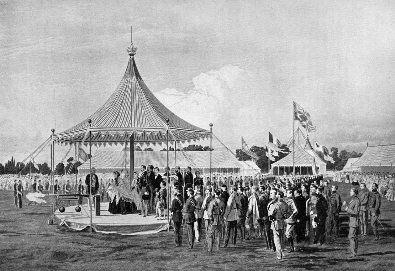 विंबलडन में पहला शॉट क्वीन विक्टोरिया ने जुलाई 1860, c1920 में फायर किया द्वारा अज्ञात
