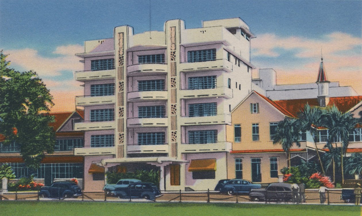 क्वींस पार्क होटल, पोर्ट ऑफ स्पेन, त्रिनिदाद, BWI, c1940s।, c1940s। द्वारा अज्ञात