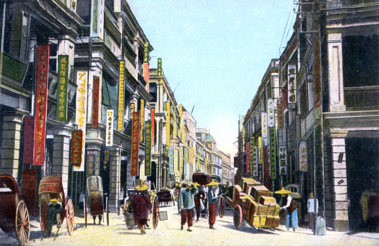 क्वींस रोड सेंट्रल, हांगकांग, चीन, c1900s द्वारा अज्ञात